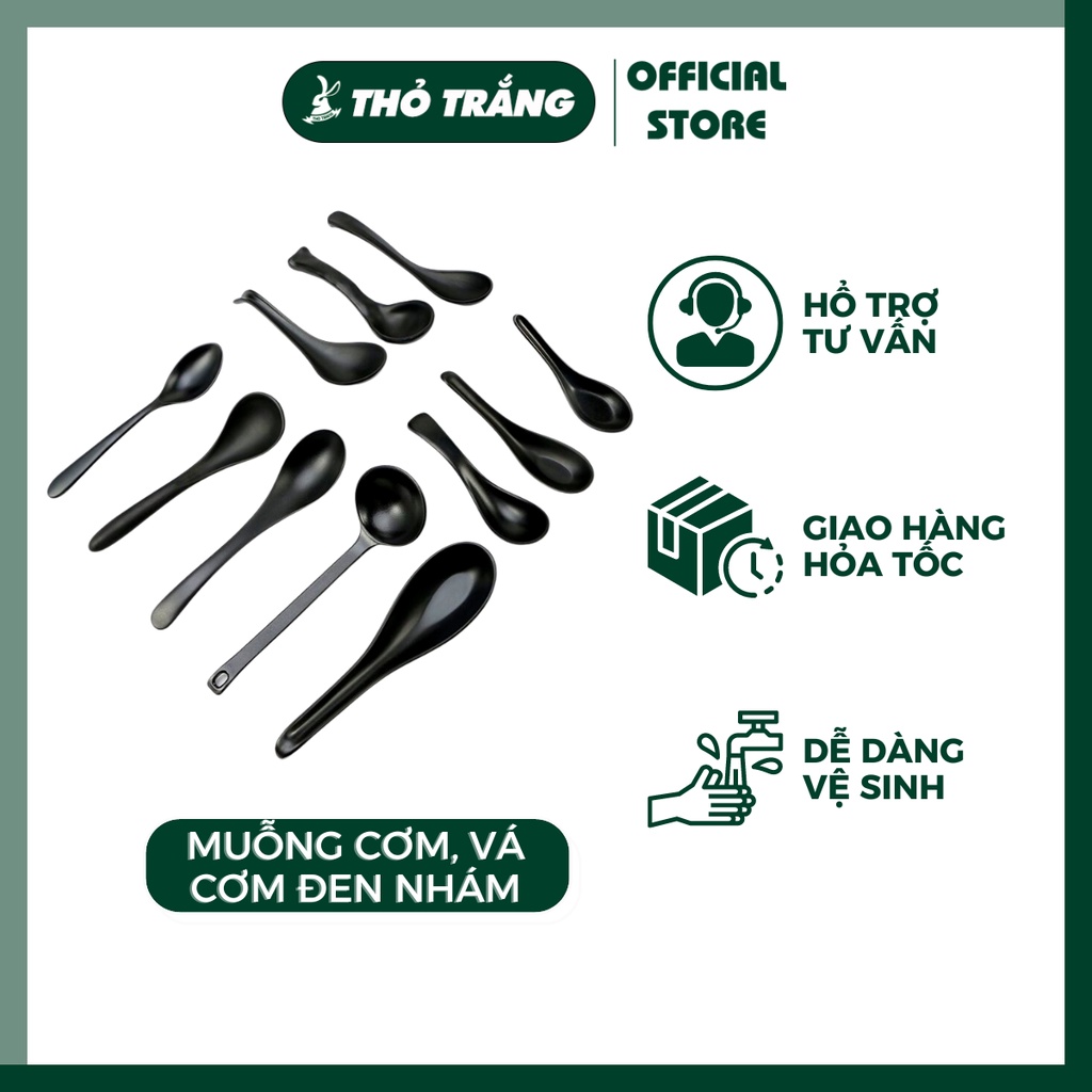 Muỗng cơm, vá cơm màu đen nhám đủ size
