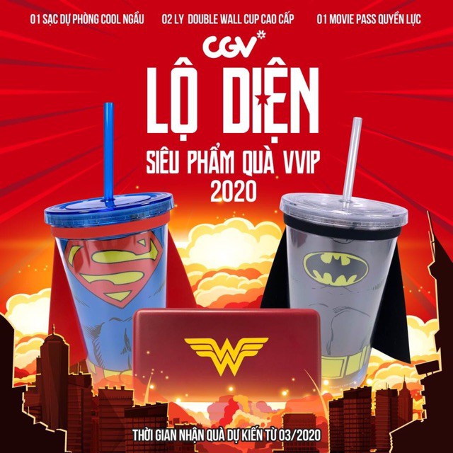 Bộ quà VVIP CGV 2020 - Set 2 cốc nước và Cục sạc dự phòng