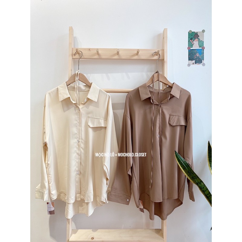 Sơ mi lụa dày túi ngực kèm đai eo | BigBuy360 - bigbuy360.vn