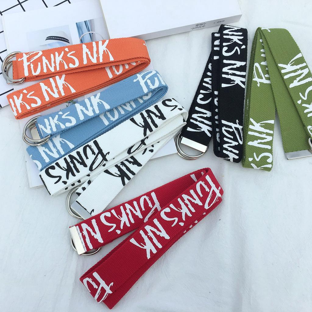 Thắt lưng vải canvas in chữ phong cách thời trang