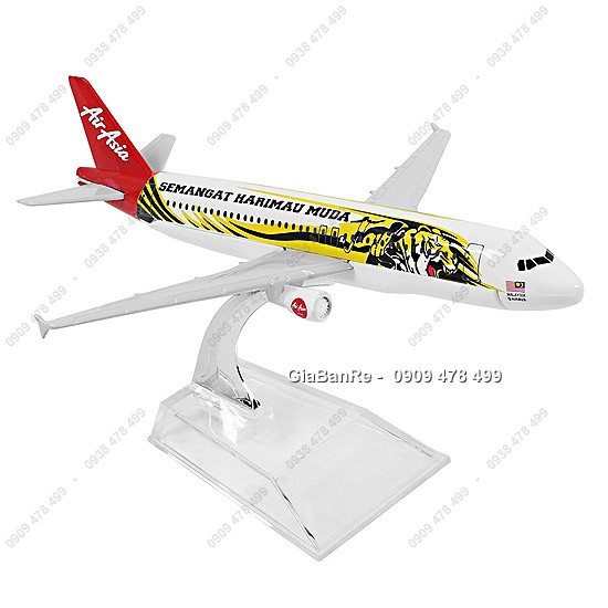 Mô Hình Máy Bay Kim Loại Air Asia Tiger – Dài 16cm Kèm Đế - 8908.4