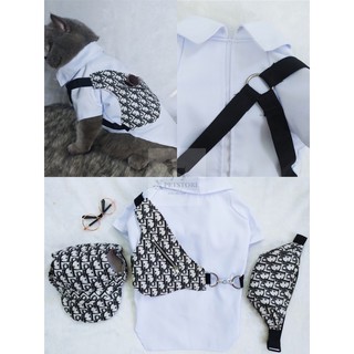 ÁO SƠ MI KÈM CHEST BAG VEST CHO CHÓ MÈO