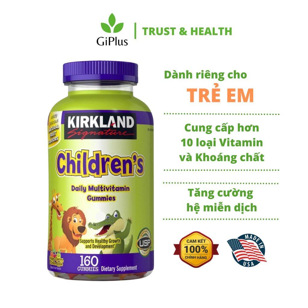 Kẹo Dẻo Bổ Sung Vitamin Hàng Ngày Cho Bé Kirkland Children’s Daily Multivitamin Gummies (160 Viên/Lọ)