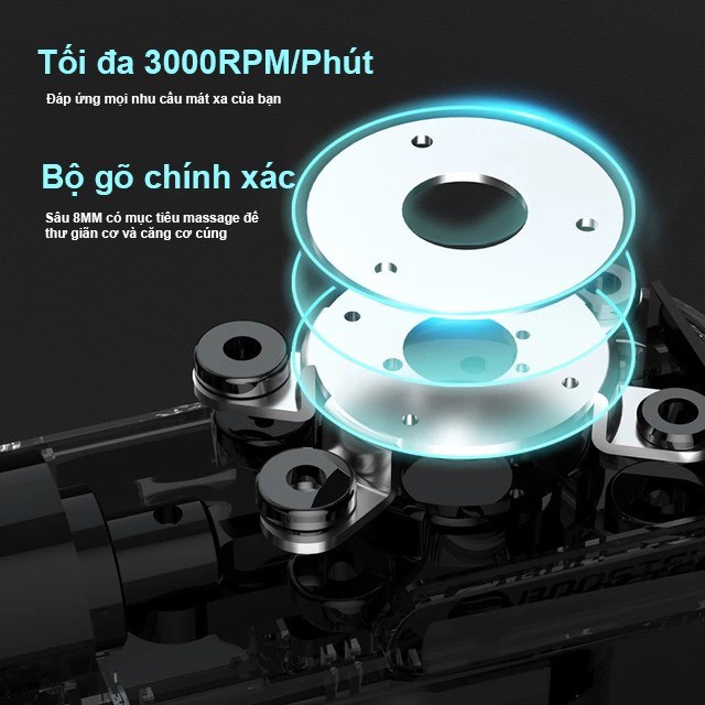 TẶNG TÚI ĐỰNG - BOOSTER LIGHT MINI Máy Massa cầm tay mini Công suất 70W, 4 Đầu 5 Chế Độ Làm Giảm đau cơ, thư giãn