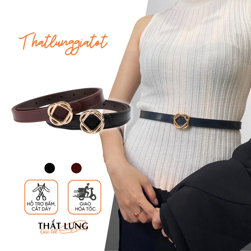 Đai váy bản nhỏ nữ mặt hoa phối đầm 1.8cm TL401 (Hỗ trợ bấm dây nịt) - Thắt Lưng Giá Tốt