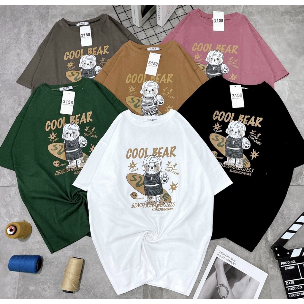 Áo thun tay lỡ form rộng nam nữ unisex áo phông 3158 chất liệu cotton in hình cute