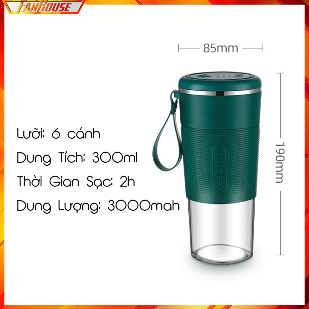 Máy xay sinh tố cầm tay mini đa năng ❤JUICER❤ 4 Lưỡi 3000mah [Loại 1], Bảo hành 6 tháng.