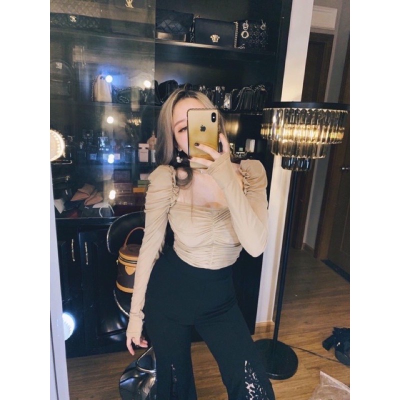 [ Mã WASTRUN4 giảm 10% tối đa 30K đơn 99K] Áo kiểu cổ vuông lưới rúm thân, mặc 2 mặt AK1501 - NhiNhi Shop | BigBuy360 - bigbuy360.vn