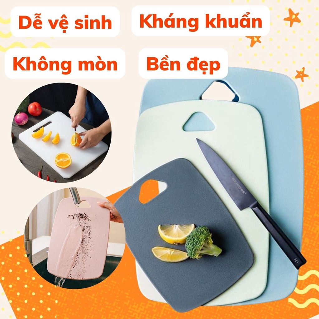 Thớt Nhựa Nhám Kháng Khuẩn Chịu Nhiệt Chống Xước Chống Bám Mốc dễ dàng vệ sinh an toàn sức khỏe