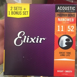 Dây guitar Aucostic Elixir Nanowweb phosphobronze (11-52)