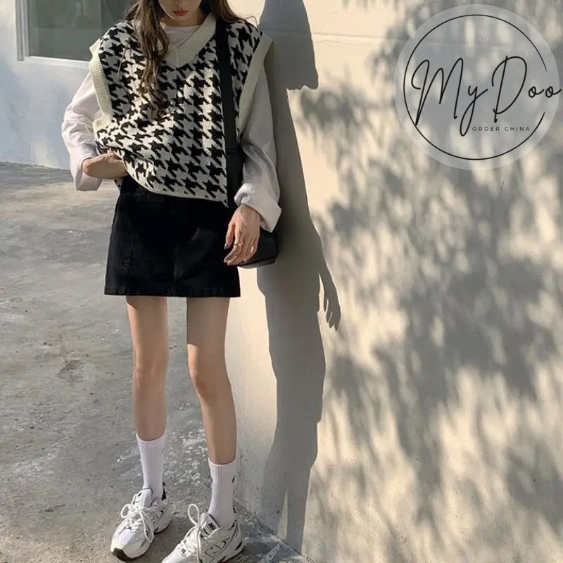 Áo gile kẻ caro vintage áo không tay dáng xuông cá tính- GL04 | BigBuy360 - bigbuy360.vn