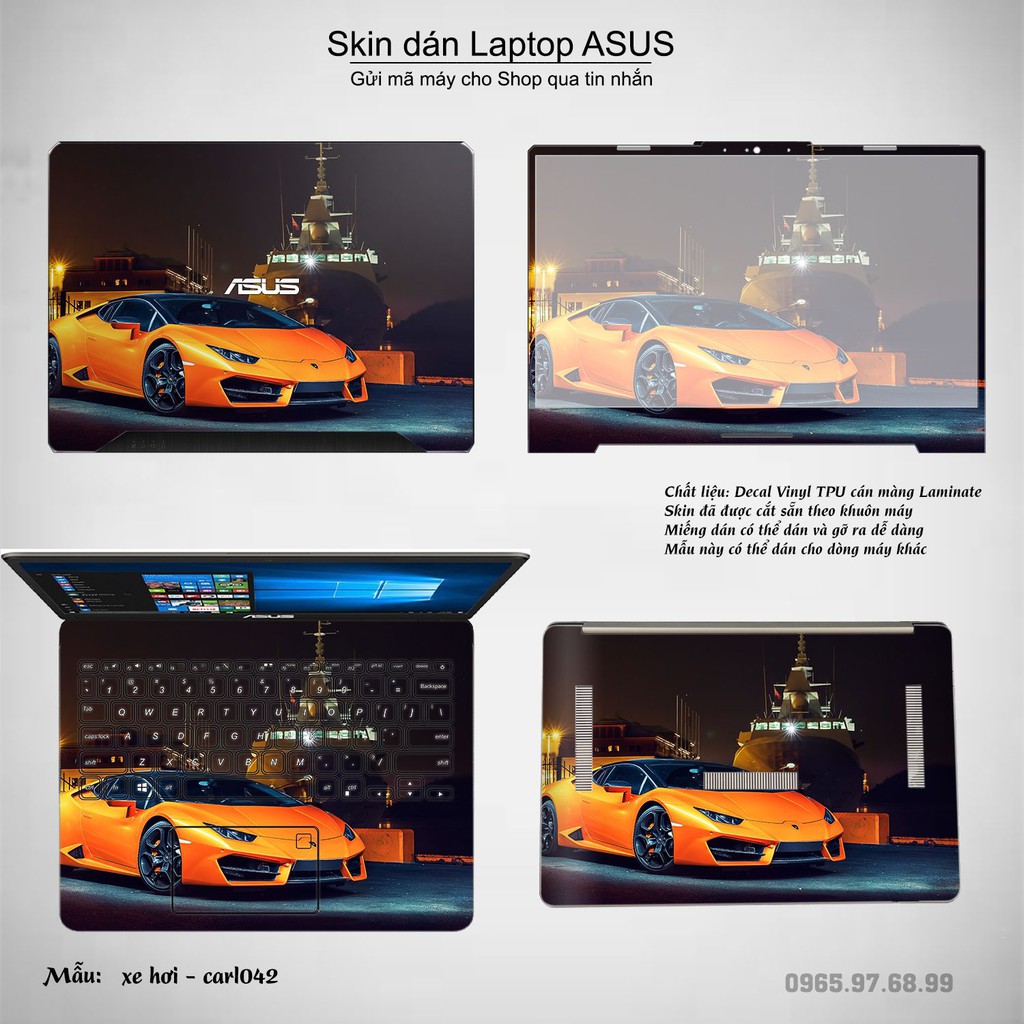 Skin dán Laptop Asus in hình xe hơi nhiều mẫu 2 (inbox mã máy cho Shop)