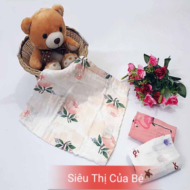 1 Set 3 khăn sữa Muslin tree túi zip