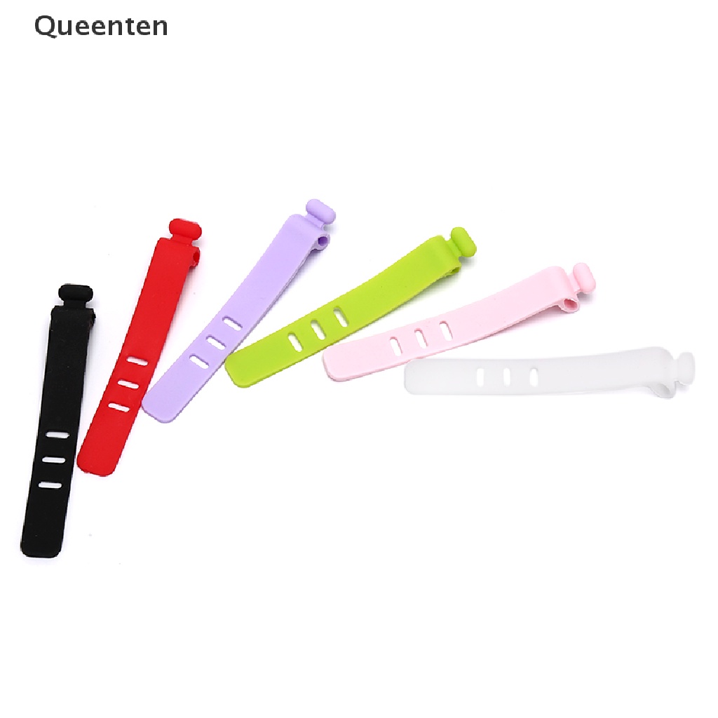 Queenten Silicone Data Cable Organizer Headphone Cord Finishing Buckle Wrap Tie Strap QT