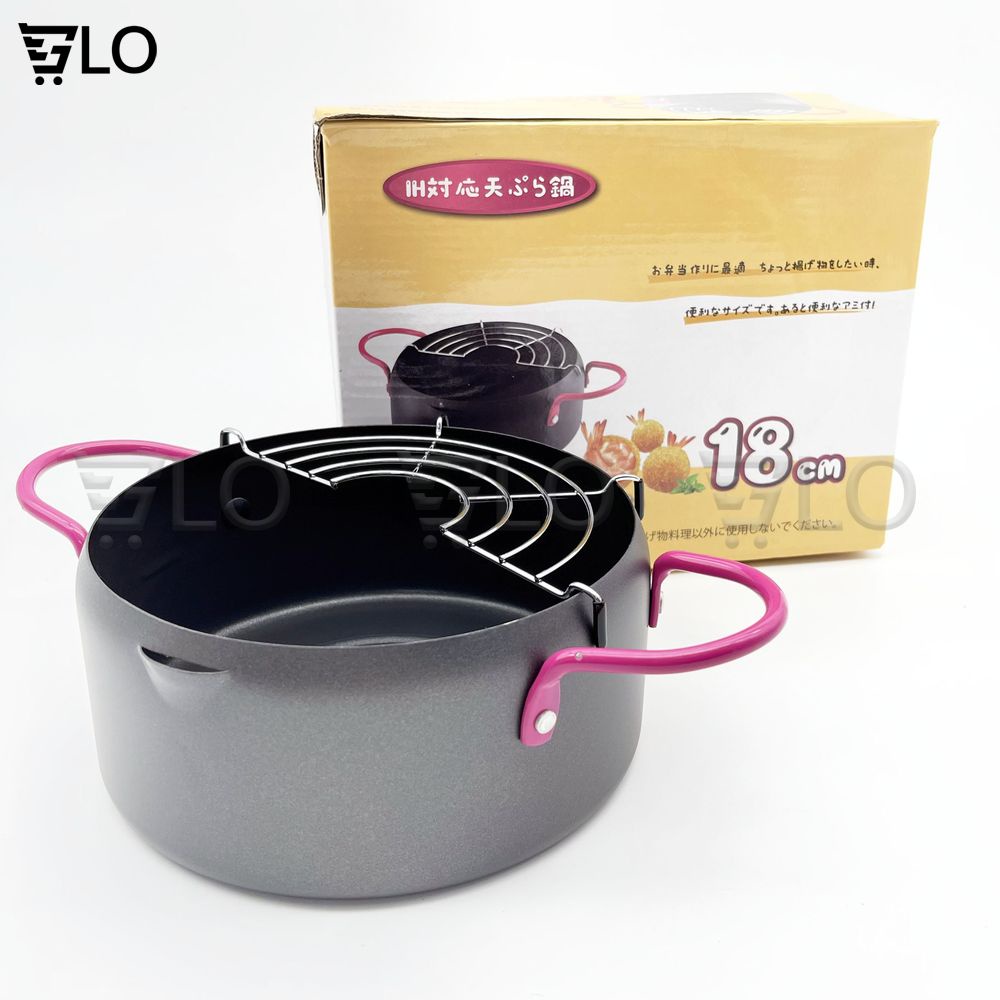 Nồi Chiên Lọc Dầu Đường Kính 18cm (Tặng Kèm Vỉ Gác Chảo)