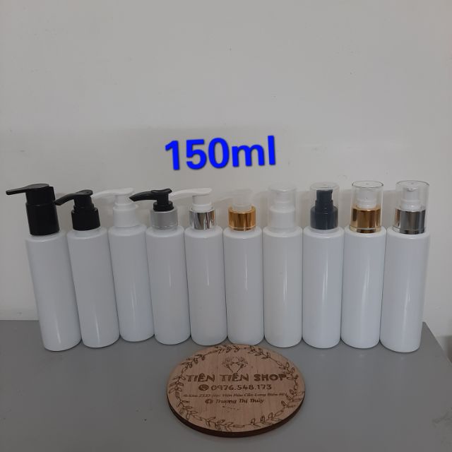 Chai nhựa trắng 150ml vai vuông đầu xịt giọt