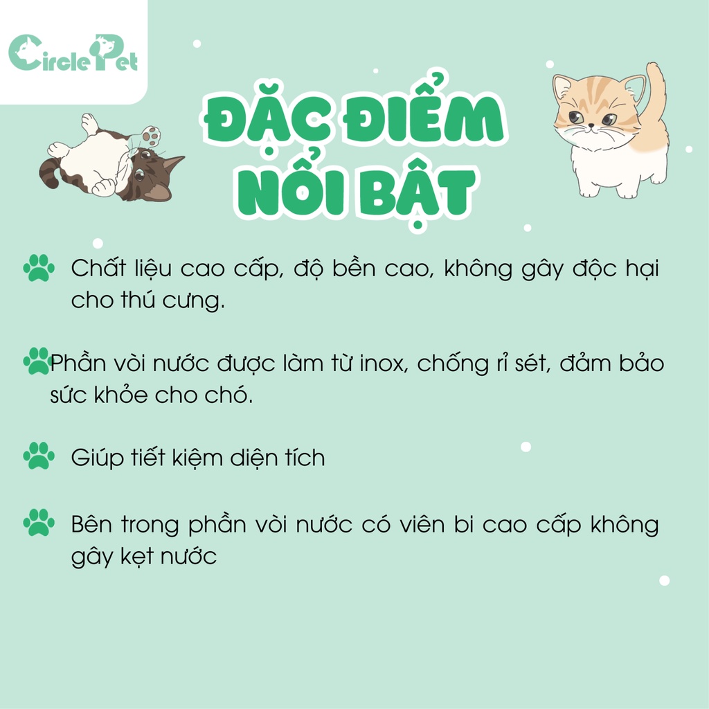 Bình Nước Tự Động Pian Pian Dành Cho Chó Mèo Chất Liệu Nhựa Cao Cấp An Toàn 450ml - Circle Pet