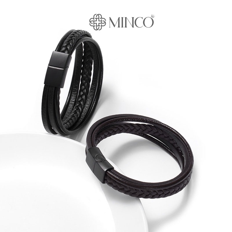 Vòng tay Leather Unisex Minco Accessories chất ngầu độc lạ phụ kiện thời trang đẹp phong cách Hàn Quốc VT49