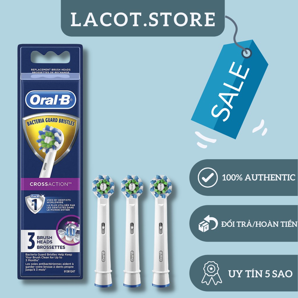[ORAL-B] Vỉ 3 Đầu Bàn Chải Điện ORAL-B Braun - Cross Action