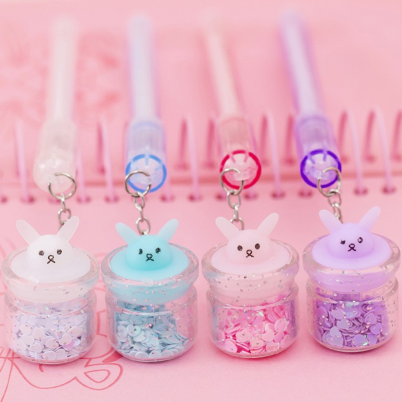 Bút gel nước mực đen có tag nhũ nhiều hình cute dễ thương 0.38mm