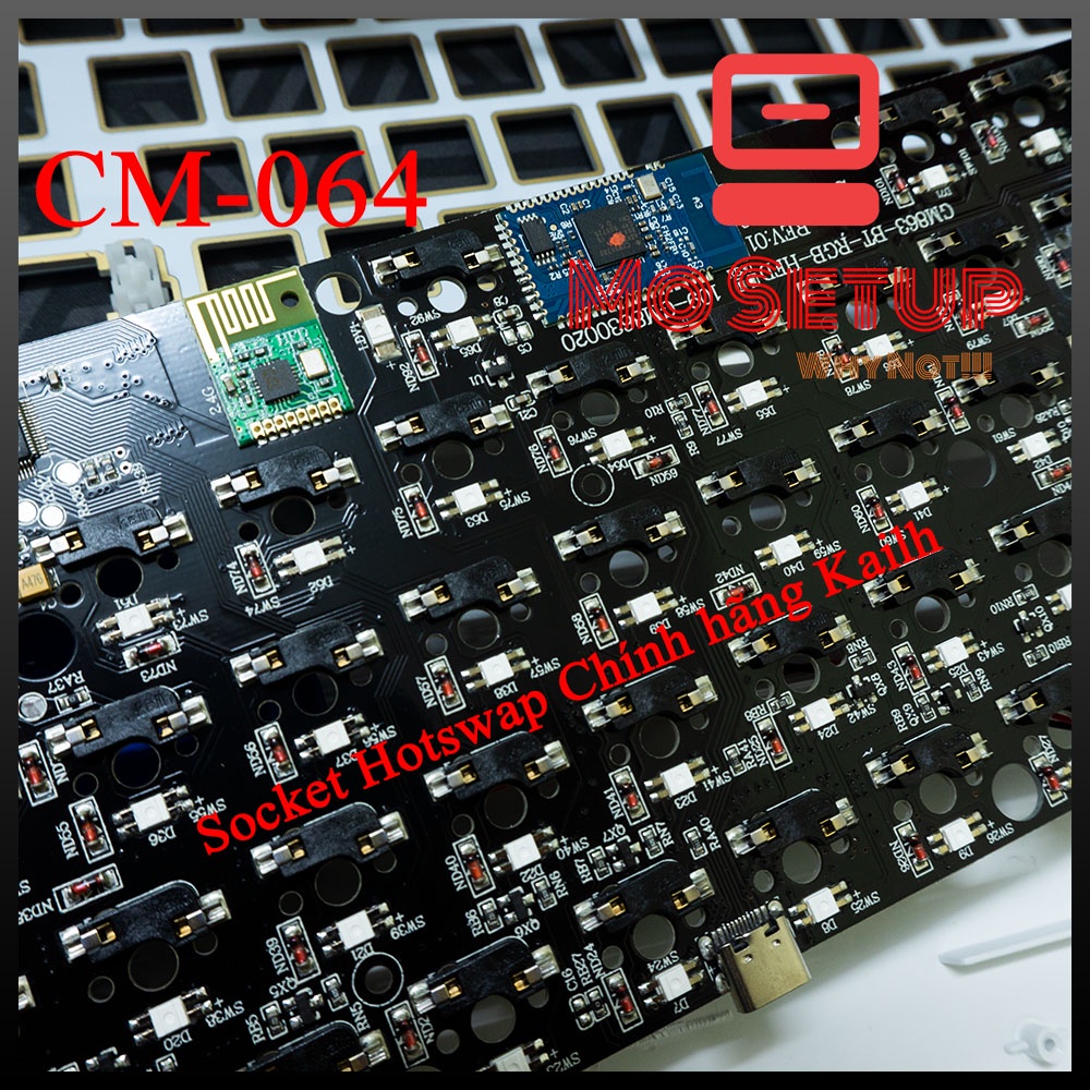 KIT Bàn Phím cơ CM064 hotswap Socket Gateron - CM064 bộ kit bàn phím layout 64 phím , có 3 chế độ kết nối.