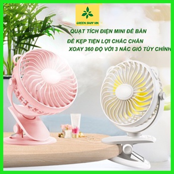 Quạt tích điện đế kẹp xoay 360 độ - Quạt tích điện Mini cổng sạc USB bền đẹp