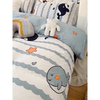 Bộ Chăn Ga Gối Cotton Poly Mẫu Cá Heo