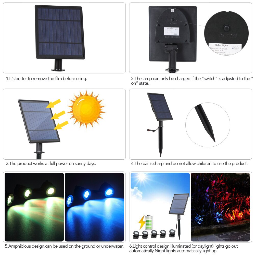 Đèn LED 5W 5W Chống Thấm Nước IP68 Sử Dụng Năng Lượng Mặt Trời