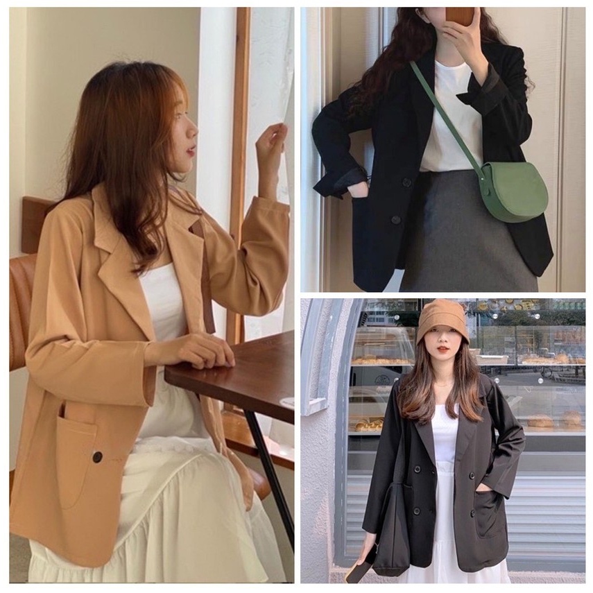 Blazer nữ Hàn Quốc form rộng ♥️ Áo blazer nữ trơn siêu xinh ♥️ Áo khoác blazer dáng rộng BZ01