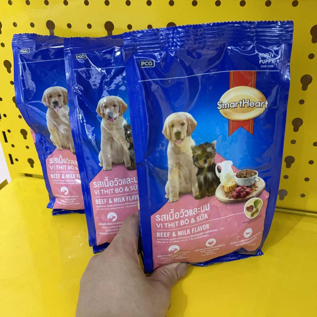 Thức ăn cho chó Smartheart - Puppy 400g vị thịt bò và sữa , hạt cho chó đầy đủ dinh dưỡng - Củ Cải Pet Shop