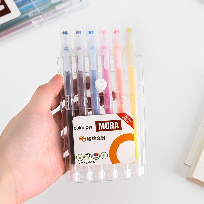 BOX 12 bút gel MÀU Mira Hàn Cuốc, Ngòi 0.5MMM- StudywithNgan-boxbut07
