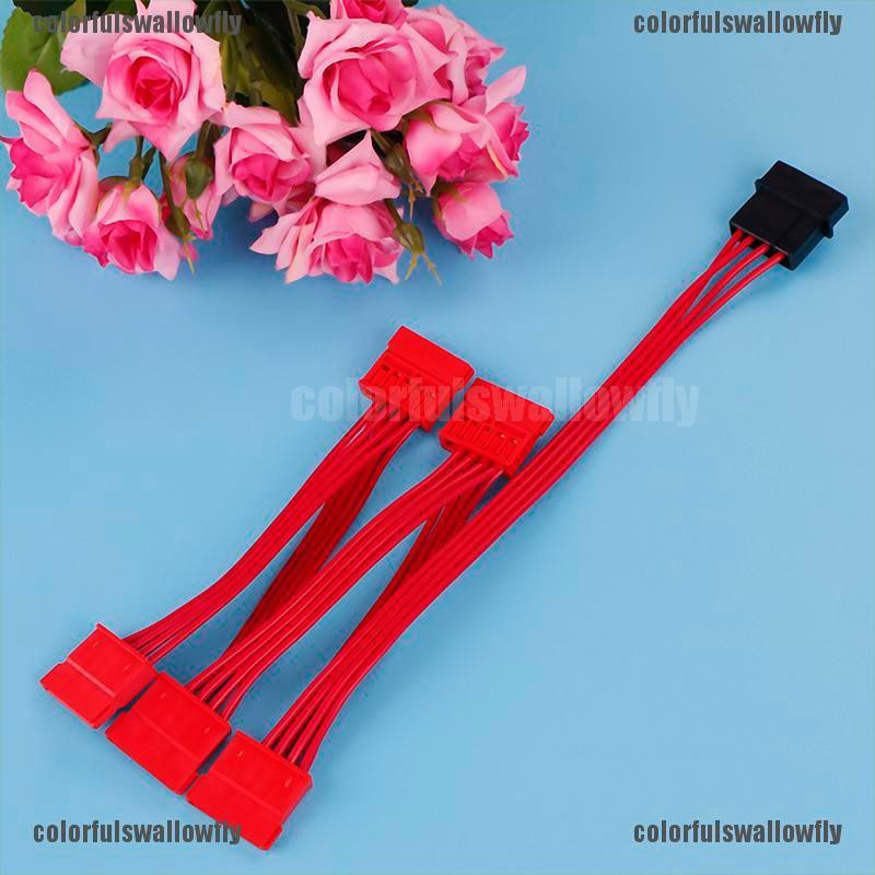 Colorfulswallowfly 1Pc 4pin ide to 5 15pin sata splitter hard drive power cable cord 18AWG red CSF