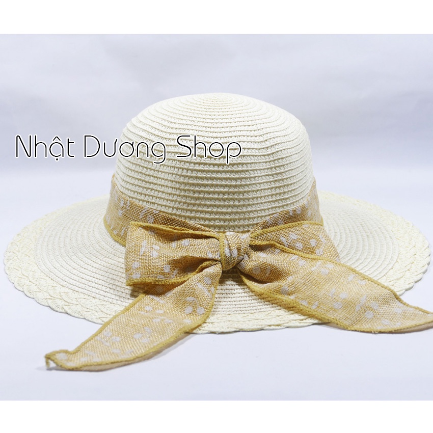 [ FREESHIP ] Mũ cói NƠ TO vành rộng 9cm, vòng đầu 57 cm - chất liệu vải cói đẹp thích hợp cho chị em phụ nữ