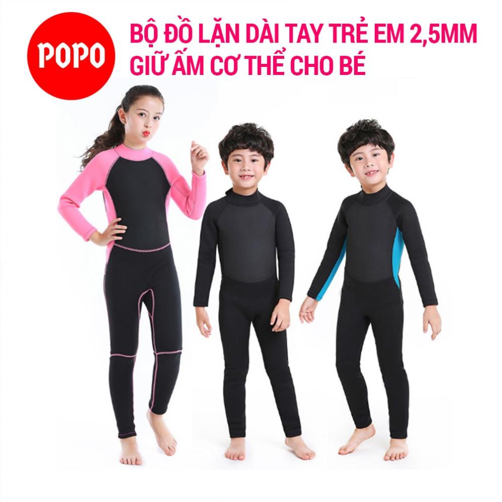 Bộ đồ lặn trẻ em dài tay liền thân dày 2,5mm giữ ấm cơ thể POPO giúp chống nắng, giữ nhiệt an toàn cho bé Đẹp