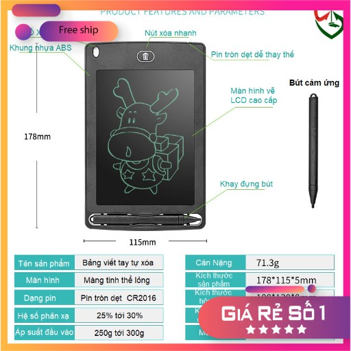 Bảng viết tự xoá thông minh cho bé Bảng vẽ điện tử lcd thông minh cao cấp ✅