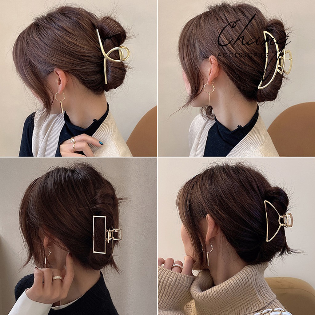 Kẹp Tóc Kim Loại Phong Cách Retro Hàn Quốc, Kẹp Càng Cua Hot Trend Tiktok 2021