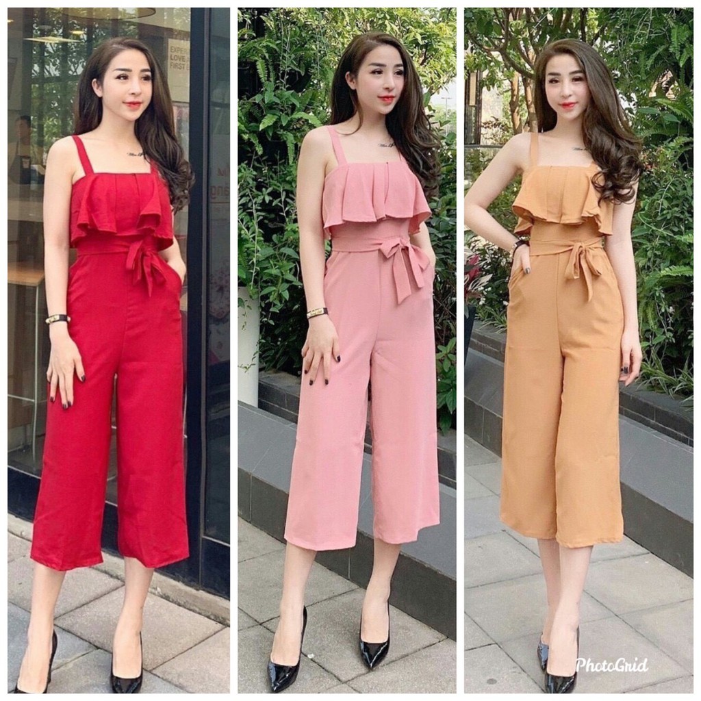 Set Jum nơ 2 dây ống rộng lửng khóa kéo sau chất mềm mát không xù không xước-(JCEO)