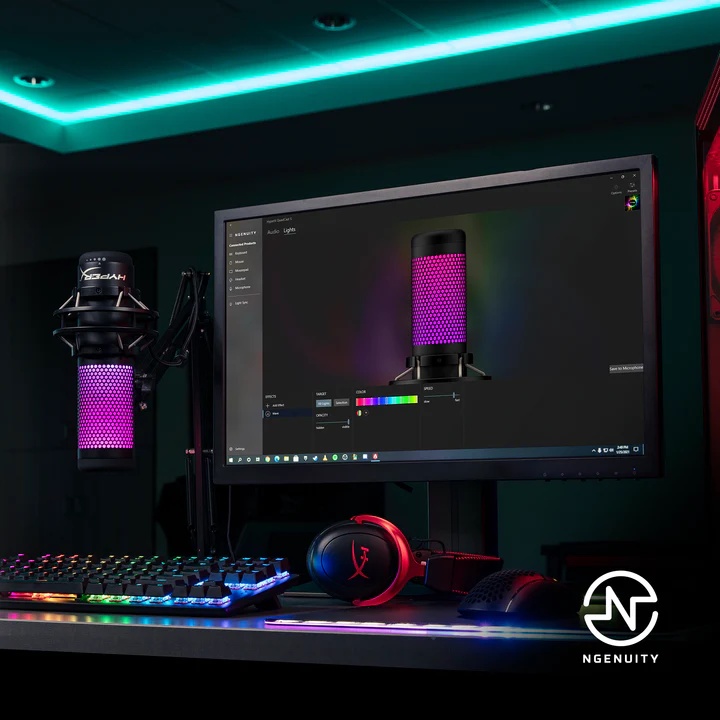 Microphone thu âm HyperX QuadCast S Trắng - Led RGB