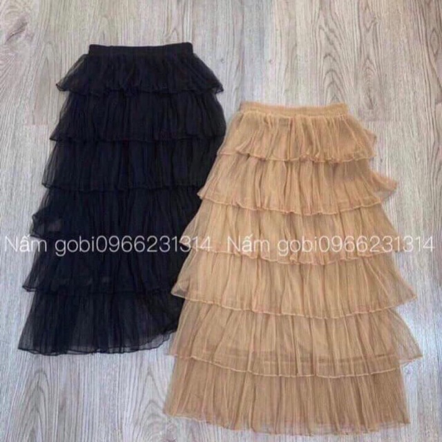Chân váy 6 tầng midi
