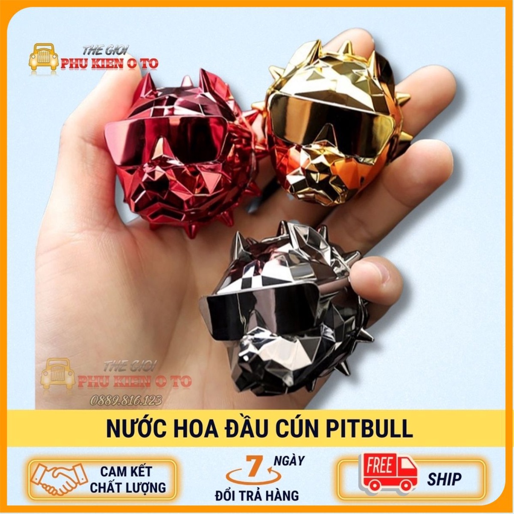 Hộp 2 nước hoa ô tô kẹp cửa gió điều hòa [ CAO CẤP ] nước hoa đầu chó Pitbull 15ml