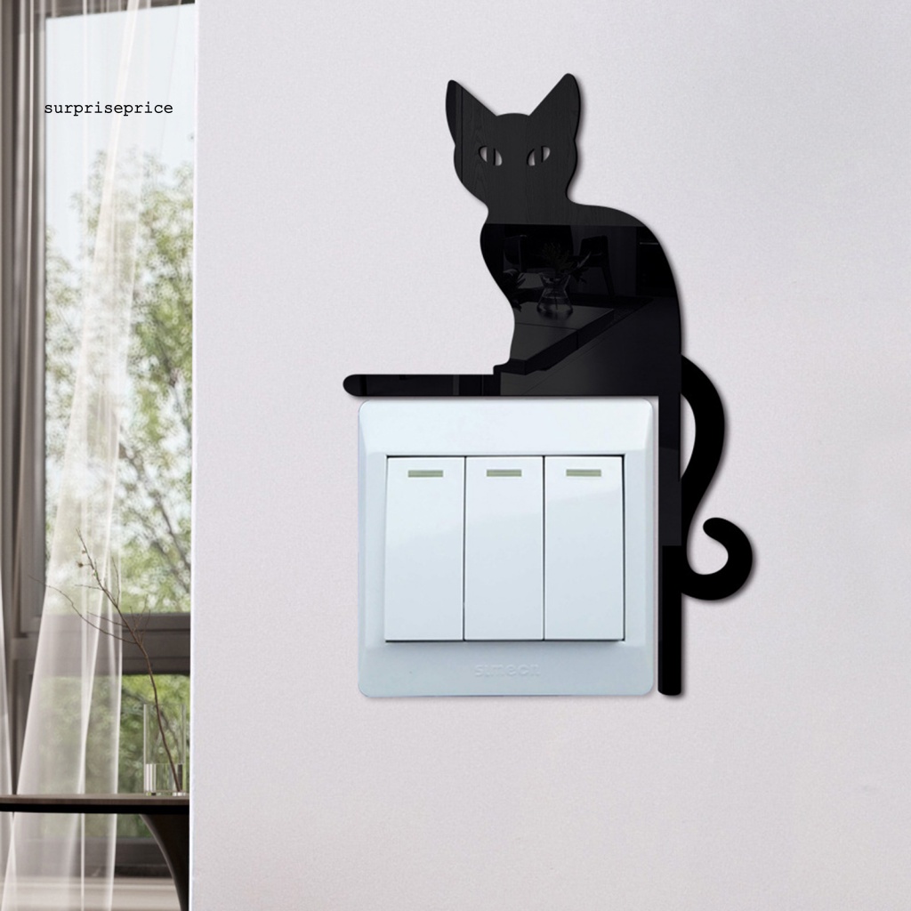 Decal dán tường Hiệu Ứng Gương 3D Hình Con Mèo Dùng Trang Trí Phòng Theo Phong Cách Halloween