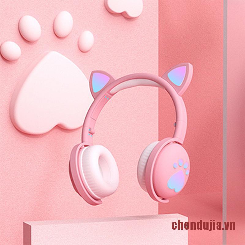 Tai Nghe Bluetooth Phát Sáng Hình Tai Mèo Đáng Yêu Cho Bé Gái | BigBuy360 - bigbuy360.vn