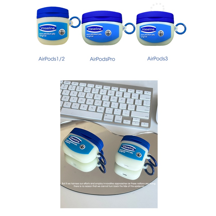 VASELINE Vỏ Bảo Vệ Hộp Sạc Tai Nghe AirPods 1 / 2 / 3 / Pro 2 Hình Kẹo Cao Su Hồng Dễ Thương