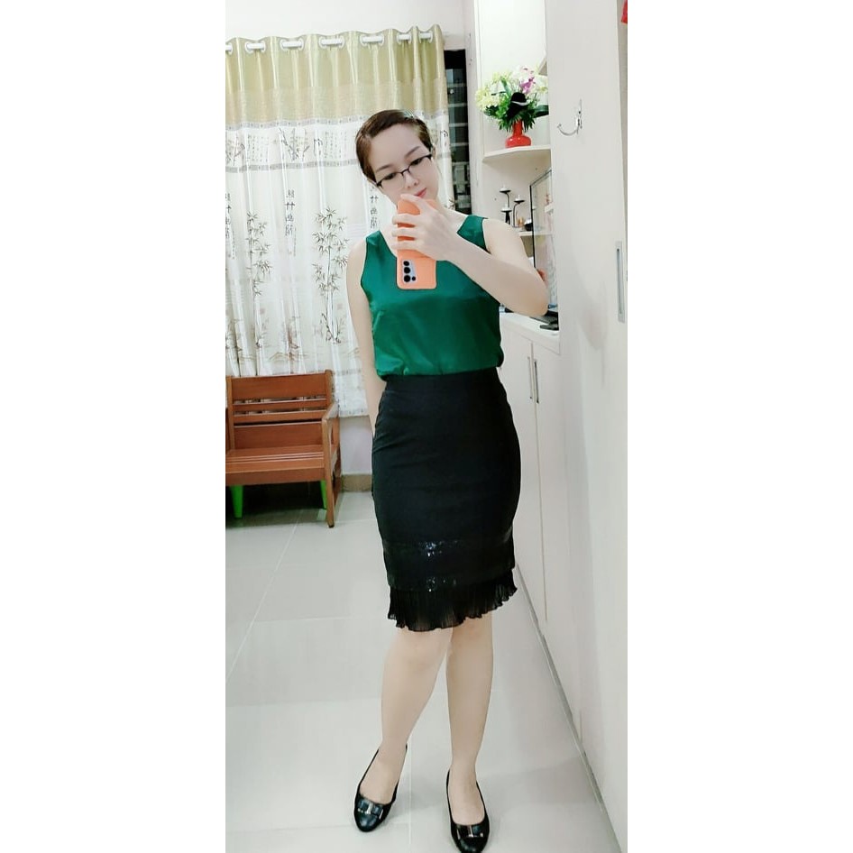 Váy thun ôm chân váy đính kim sa-Shop MỘC-Mã MV20