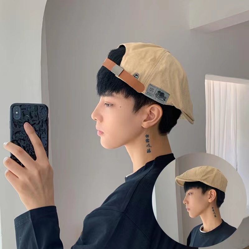 Mũ beret da THE CAPAL phong cách hip hop EST1973 có thể điều chỉnh