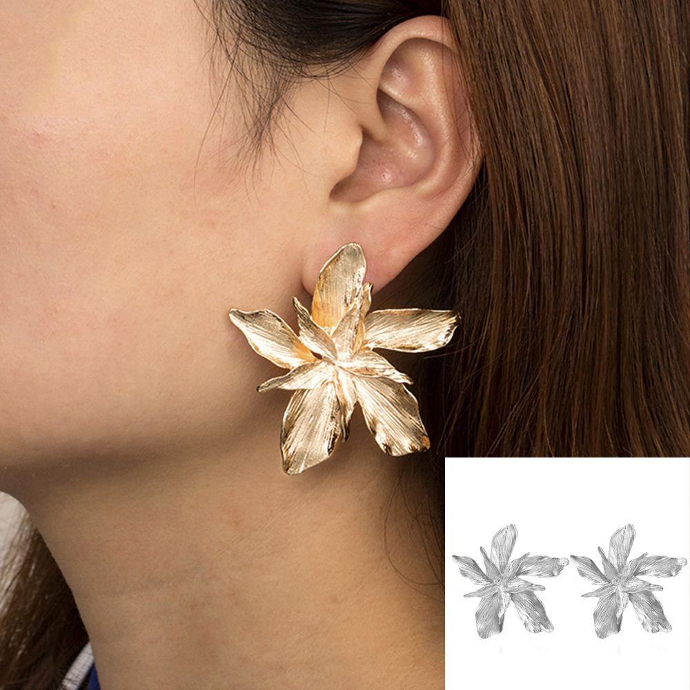 XIANTIN Khuyên Tai Kim Loại Hình Hoa Bản To Thời Trang Cho Nữ