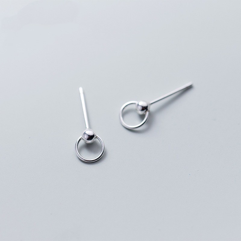 Bông tai bạc H.A.S hình hạt bi vòng nhỏ - Bông tai bạc thời trang