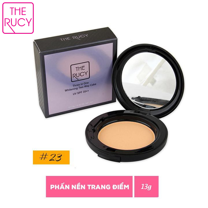 Phấn nén The Rucy Three in One Whitening Two Way Cake Màu Sáng 13g