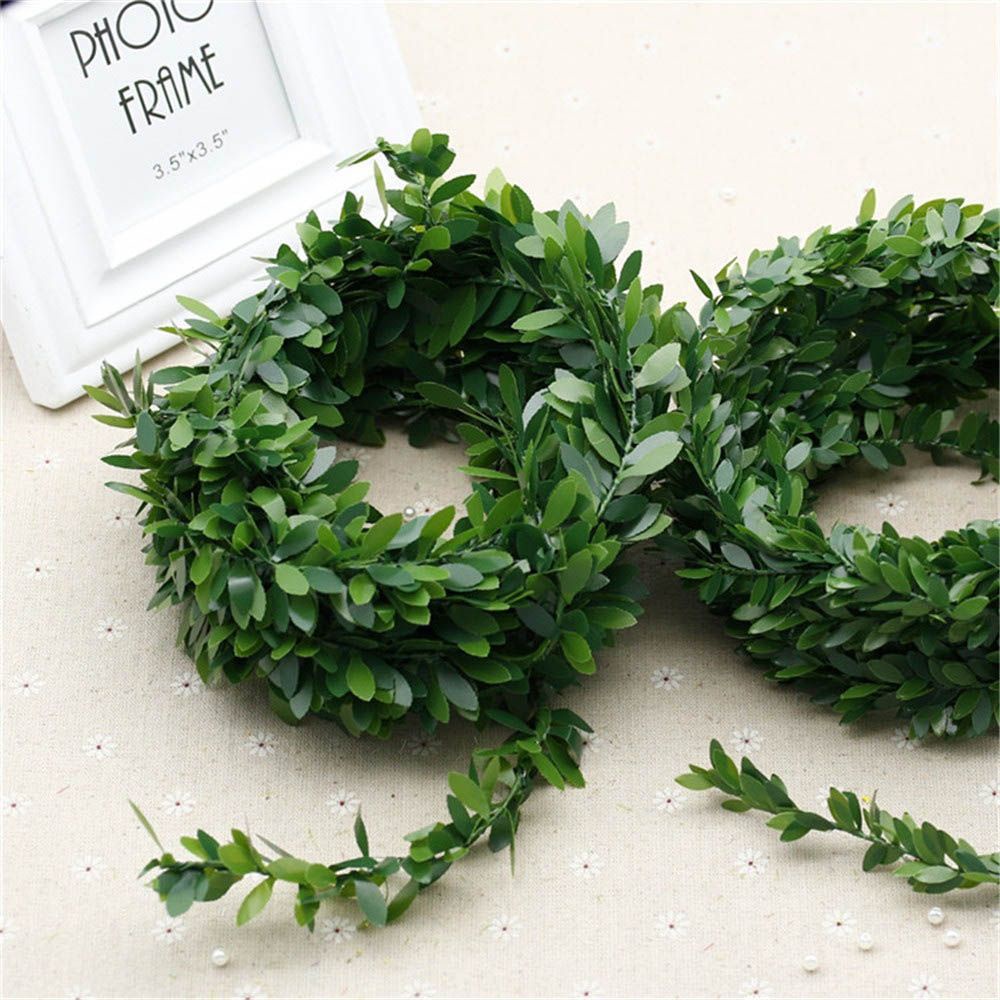 BARRY DIY Flower Vine Home Decoration Green Leaf Wreath Leaves Silk Garland Party Nylon Flower Rattan Iron Wire/Multicolor