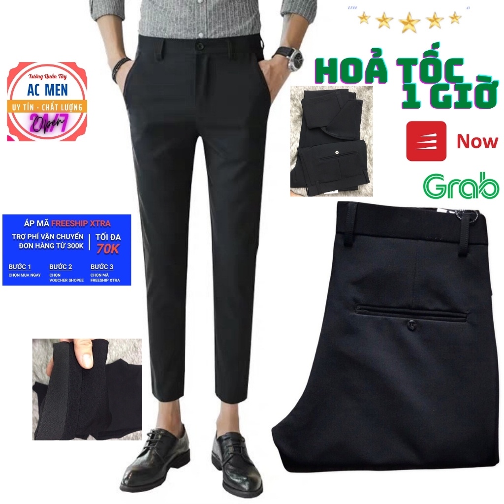 ✖℗℗Quần Tây Nam Màu Đen Phom Ôm Ống Côn Phù Hợp Cho Học Sinh Và Dân Công Sở